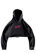 Saint YF Embroidered Crop Hoodie — black cropped pink SAINT